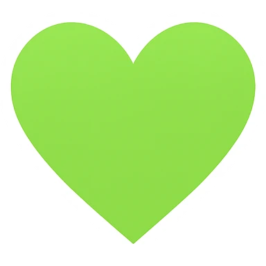 heart with a vivid lime green color, digital illustration, no background sticker
