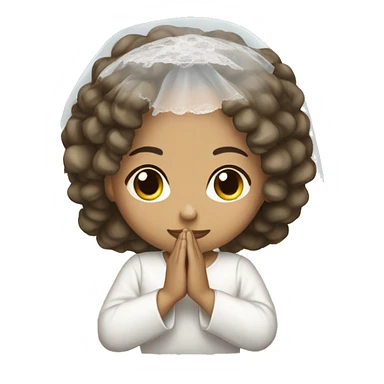 Light skin girl praying with lace white veil  sticker