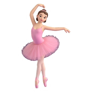 ballerina in 3D emoji style, classic pink tutu, graceful pose sticker