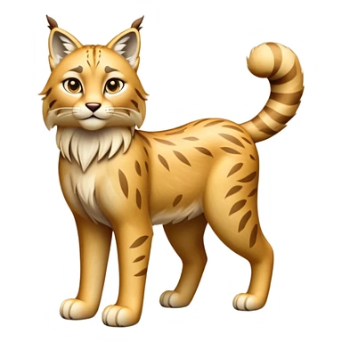 Cinematic-Lynx-Realistic-Full-Body-Standing-Emoji – Tail flicking slightly, head tilted dramatically, powerful yet sleek frame covered in soft golden-brown fur with faint spotting, long legs and large paws poised elegantly, simplified yet realistic focused features, highly detailed, glowing with an almost sarcastic glow. sticker