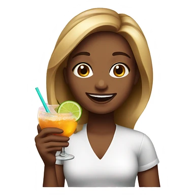 happy girl with cocktail sticker