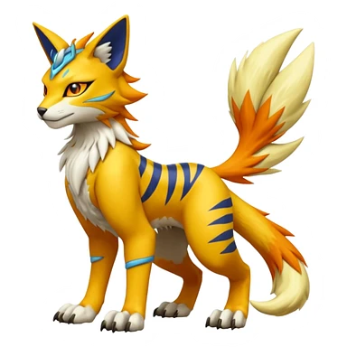 Vernid-Lombax-Koraidon-Renamon-Zeraora-Bastet-Fakémon-Digimon-fusion-creature, full body sticker