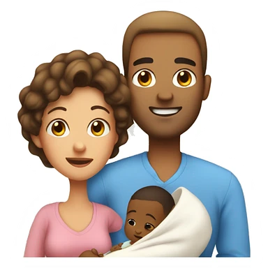 dad mom and newborn sticker