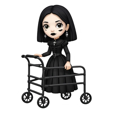 Old Mexican lady dressed like goth with a walker sticker