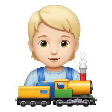 child playing with toy trains sticker