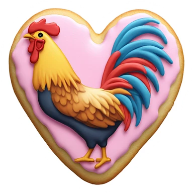 cookie heart with rooster sticker