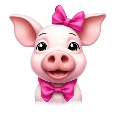 Old piglet wearing a pink bow sticker