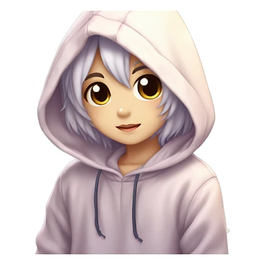 Cute Kawaii Beautiful Gorgeous Sparkly Shiny Blushing Anime Style Romantic Shojo Catboy Man Guy With Pretty Hair And Hoodie Trendy Style Outside sticker