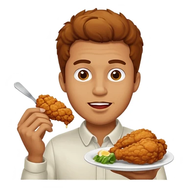 man eating chicken sticker