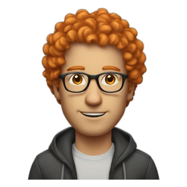 A white man with orange curly hair thin nose and glasses sticker