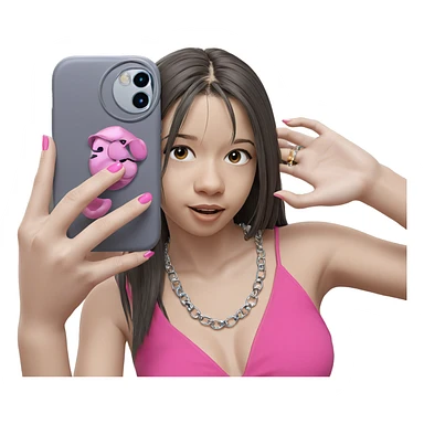 girl taking selfie with necklace sticker
