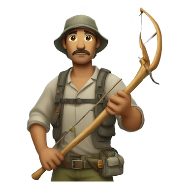 fish hunter with a harpoon in hand sticker