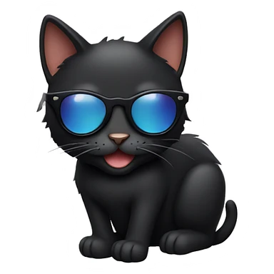 Black Cat wearing sunglasses and smile sticker