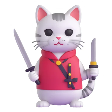 cute cat with a knife sticker
