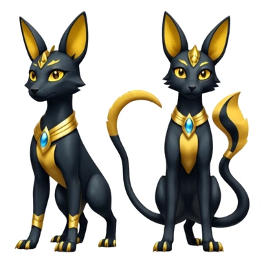 Shiny 4-legged Umbreon-Bastet-Anubis-Salandit-Zeraora-fusion, full body sticker