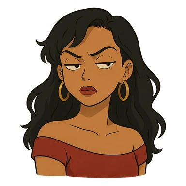 ghibli style side eye baddie with expressive face sticker