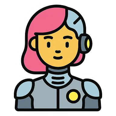 futuristic cyborg girl with metallic features and glowing accents sticker