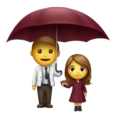 Burgundy umbrella and sweet girl sticker