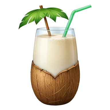 conut drink with leaf sticker