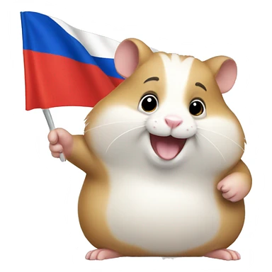 Fat hamster waiving small Russian flag in its hand sticker