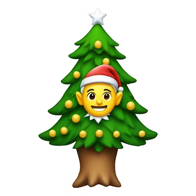 A Christmas tree with an elf on top of it sticker