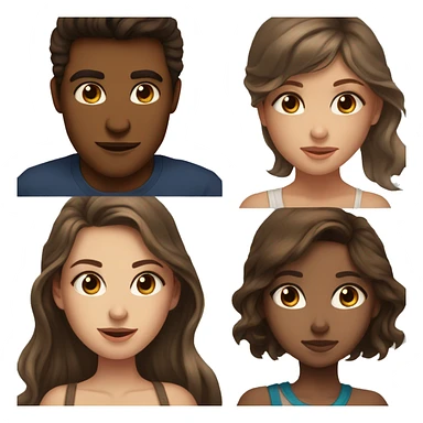 brunette man with blue eyes trying to kiss light brown girl with brown eyes and brown balayage hair  sticker