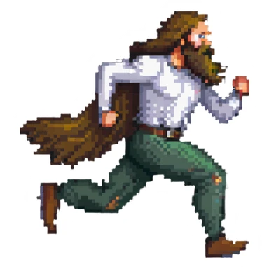 running man with long beard sticker