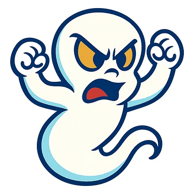 angry Casper ghost in vibrant toon style sticker