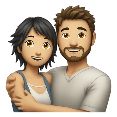 scruffy-boy-and-asian-gilr-hug sticker