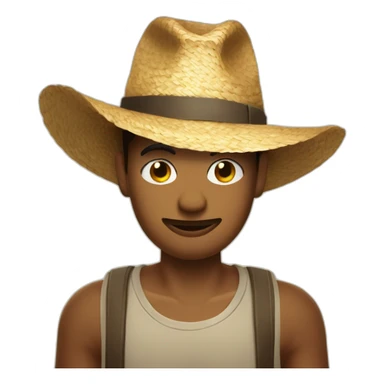 TannedmMan with round face and straw hat sticker