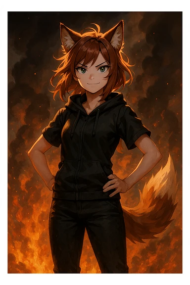THE TWITCH AND YOUTUBE CHARACTER "ARIFOX_VT" STANDING IN FRONT OF SMOKE AND FIRE sticker