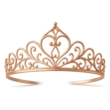 rose gold tiara, elegant, metallic, delicate, minimal background sticker