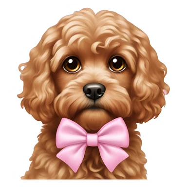 Cavapoo with baby pink bow sticker