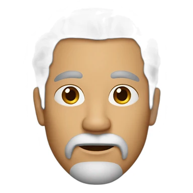 A 58-year-old man with salt and pepper hair and a gray goatee sticker