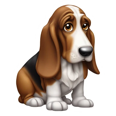 Old Basset hound with box of chocolates transforming into a puppy basset hound sticker