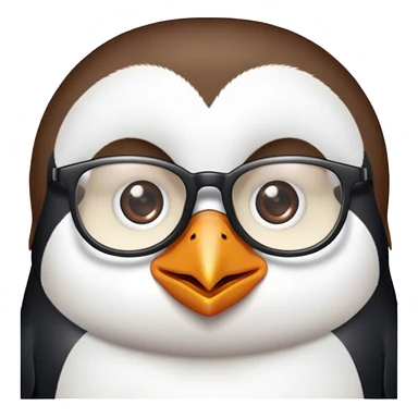 Penguin with brown hair and glasses sticker