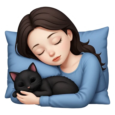 brunette Sleeping beauty girl with black kitty sticker
