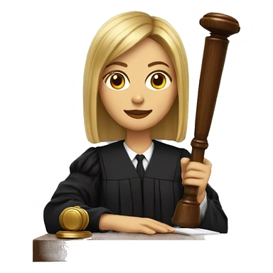 woman with straight hair in judge outfit with gavel  sticker