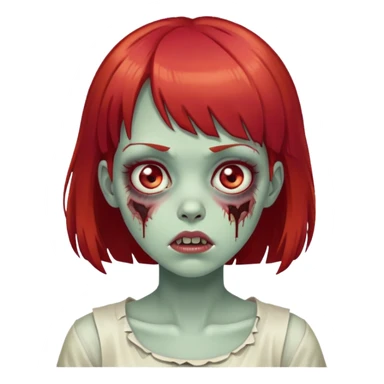 red hair zombie girl with bangs sticker