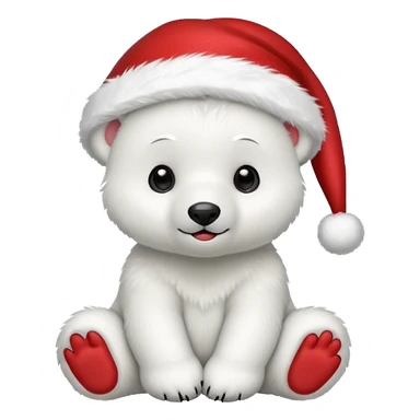 baby polar bear wearing red hat of santa claus sticker