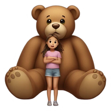 Very big teddy bear with small girl sticker