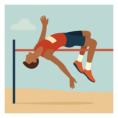 flat toon style high jump athlete, simple background sticker