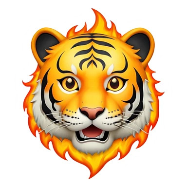 tiger face version of This is Fine meme with small flames for Twitch emote sticker