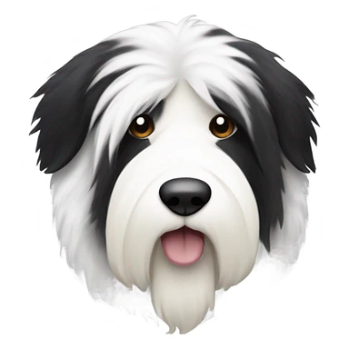 Half white half black old English sheepdog face where left half is white sticker