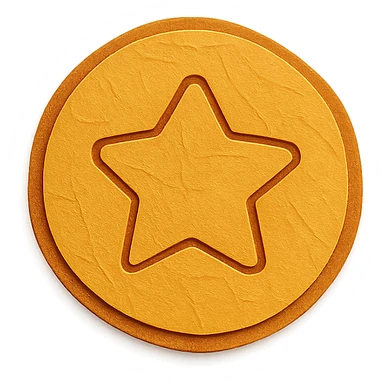 paper craft style dalgona candy with star shape, inspired by Squid Game sticker