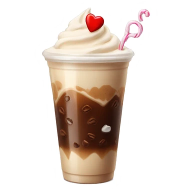 Ice coffee with cream and hearts sticker