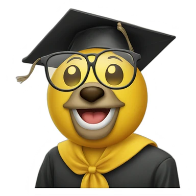 yellow emoji head with glasses and with mortarboard on its head sticker