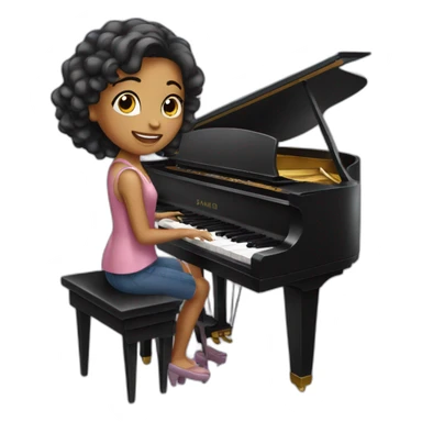 pianist girl with piano sticker