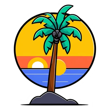 palm tree with sunset sticker