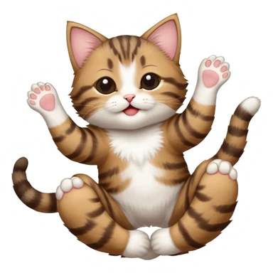 dark brown tabby and white kitten in funny positions upside down with eyes closed sticker